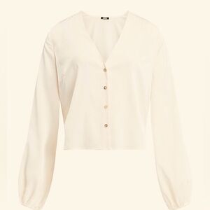 NWT Express Ivory V-Neck Balloon Sleeve Blouse - Size Medium